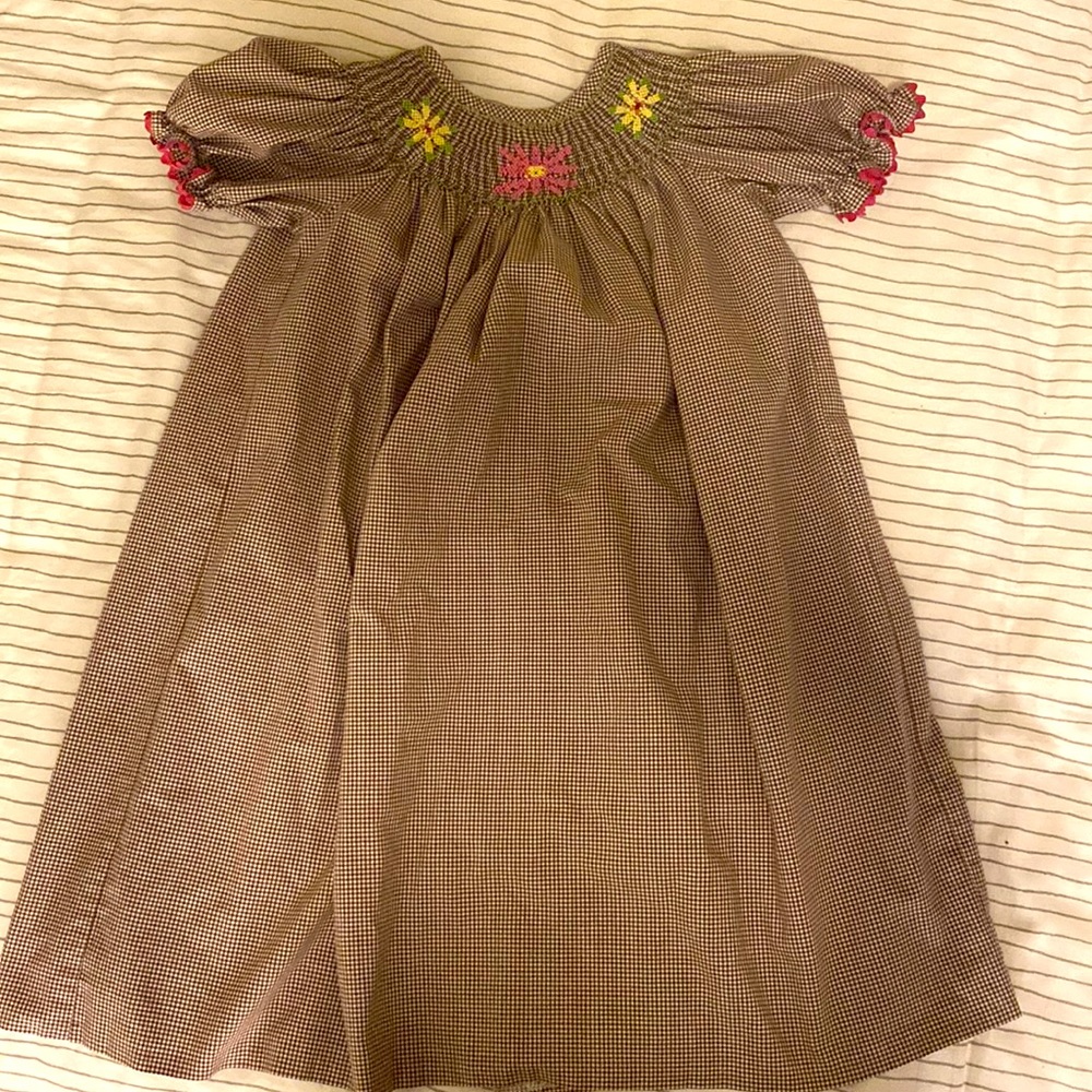 Castles and Crowns Smocked Plaid Flower Bishop Dress
